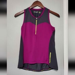 Nishiki Women's Gray Purple Sleeveles 1/2 Zip Cycling Jersey Shirt Size Medium